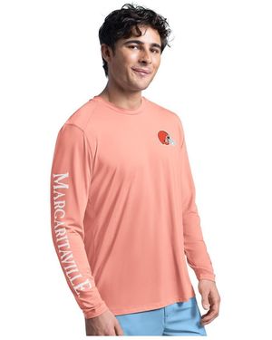 Margaritaville Cleveland Browns Rock Harbor Long Sleeve Rashguard Top - Pink