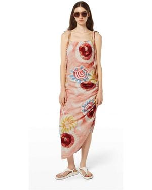 Scotch & Soda Linen Viscose Printed Midi Dress - White