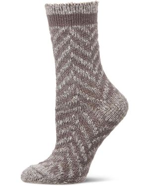 Memoi Classic Chevron Warm & Cozy Cotton Blend Crew Sock - Gray
