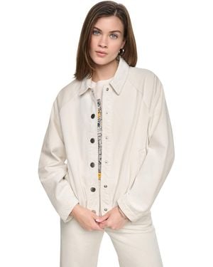 DKNY Raglan-sleeve Puffer Cropped Jacket - Natural