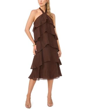 Vince Camuto Five Tier Halter Neck Midi Dress - Brown