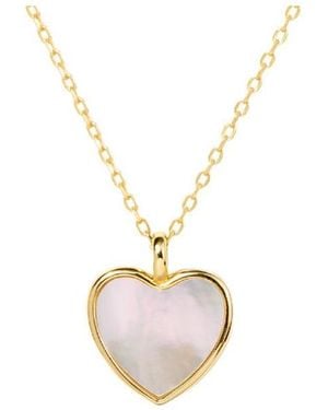 Little Sky Stone Mother-of-pearl Heart Pendant Charm Necklace - Black