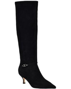 Calvin Klein Serray Tall Suede Pointed Toe Boots - Black