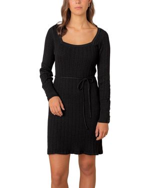 Hope & Henry Organic Square Neck Cable Sweater Dress - Black