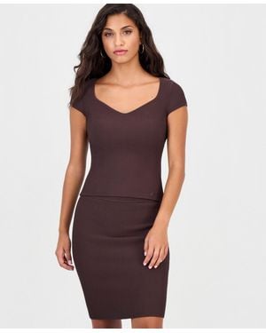 Guess Ottoman Curve Sweetheart Short-sleeve Sweater - Purple