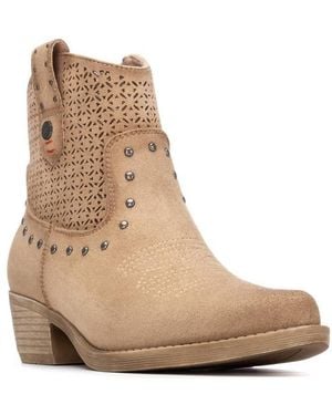 Xti Refresh Collection Suede Ankle Booties - Natural