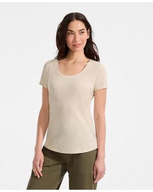 Lands' End Short Sleeve Lightweight Jersey Scoop Neck T-shirt - Natural