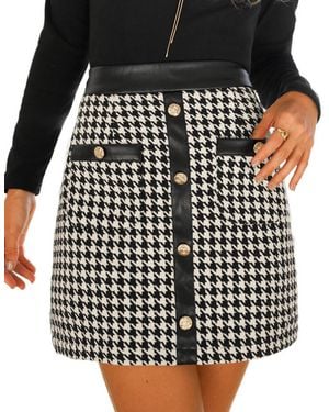 CUPSHE Dusky Houndstooth Mini Skirt - Black