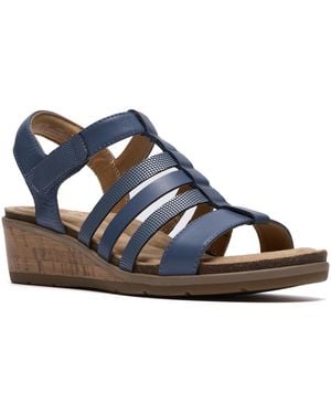 Clarks Kacha Step Wedge Sandals - Blue