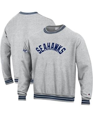 Champion Heather Gray/navy Seattle Seahawks Reverse Weave Yarn Dye Sweatshirt