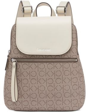Calvin Klein Garnet Signature Triple Compartment Backpack - Brown