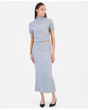 BarIII Sweater-knit High-waisted Maxi Skirt - Blue