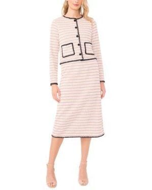 Cece Crochet Detail Cardigan Midi Skirt - Pink