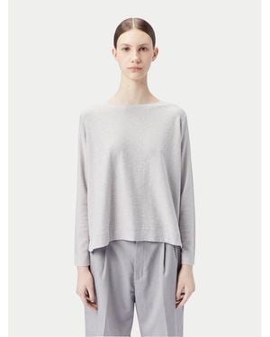 Gobi Cashmere Boatneck Cotton Silk Cashmere Blend Sweater - White