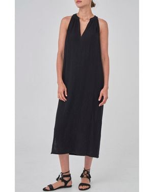 ocean + main Ocean+main Ocean+main Sleeveless Gauze Midi Dress - Black