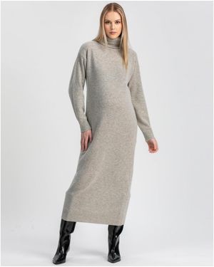PIETRO BRUNELLI MATERNITY Maternity Cozy Turtleneck Sweater Gressoney Maxi Dress - Gray