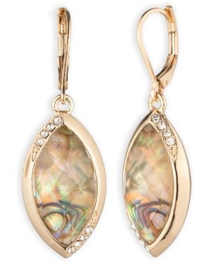 Anne Klein Multi-stone Navette Multiface Stone Drop Earrings - Metallic