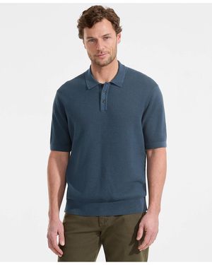 Lands' End Short Sleeve Fine Gauge Sweater Polo - Blue