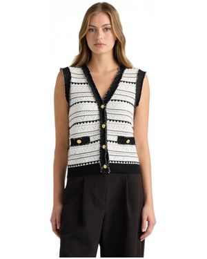 NVLT V-neck Button-front Sleeveless Vest - Black