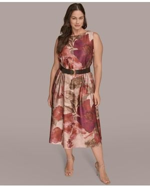 Donna Karan Plus Size Printed Midi Dress - Multicolor