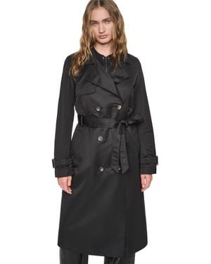 DKNY Quilted Hooded Trench Coat - Black