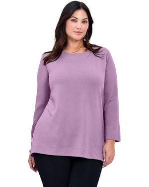 Avenue Plus Size Breanna Eyelet Detail Hacci Top - Purple