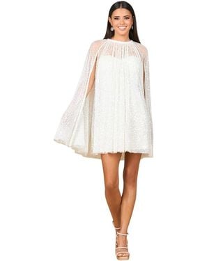 Lara Beaded Bridal Cape Dress - White