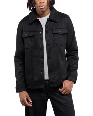Xray Jeans Faux Suede Jacket With Faux Fur Collar - Black
