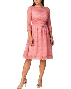 Kiyonna Luna Lace Cocktail Midi Dress - Pink