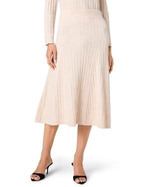 French Connection Lucien High-waisted Ribbed-knit A-line Midi Skirt - Pink