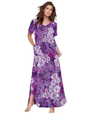 Dreams & Co. Petite Long T-shirt Lounger - Purple