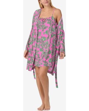 Sanctuary Long-sleeve Wrap-around Short Robe - Purple