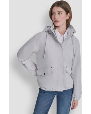 DKNY Stand Collar Bomber Raincoat - Gray