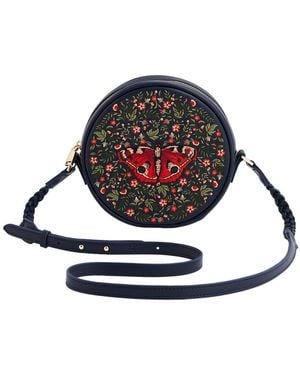 Fable England Butterfly Embroidered Circle Bag - White