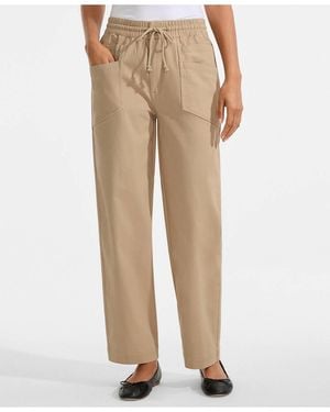 Lands' End Herringbone Chino High Rise Relaxed Straight Drawstring Ankle Pants - Natural