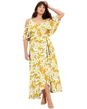 June + Vie June + Vie June + Vie Cold-shoulder Faux-wrap Maxi Dress - Metallic