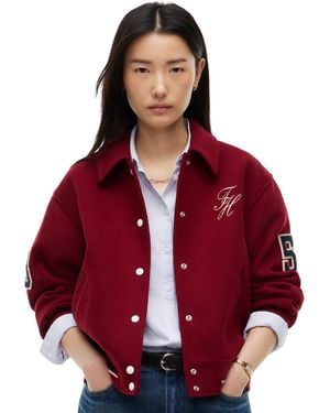 Tommy Hilfiger Varsity Bomber Lightweight Jacket - Red