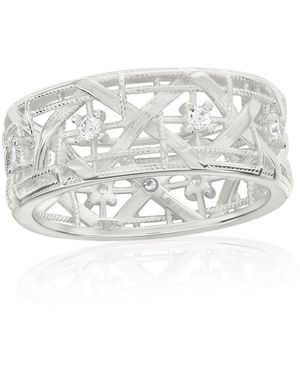 SUZY LEVIAN NEW YORK Suzy Levian Sterling Cubic Zirconia Cutout Eternity Band Ring - White