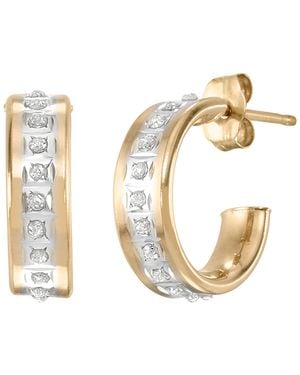 Macy's Diamond Fascination C Hoop Earrings (0.01 Ct. T.w. - Metallic