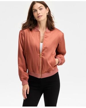INC International Concepts Satin Bomber Jacket - Red