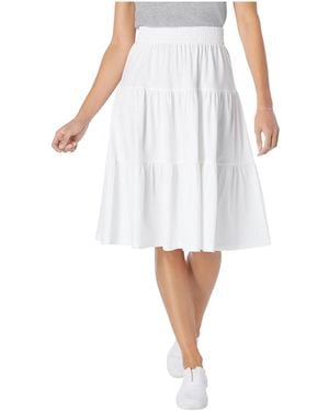 Woman Within Within Elastic-waist Knit Tiered Skirt - White