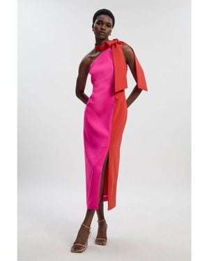 Karen Millen Soft Tailored Bow Tie-neck Midi Dress