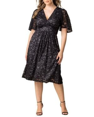 Kiyonna Plus Size Starry Sequin Lace Cocktail Dress - Black