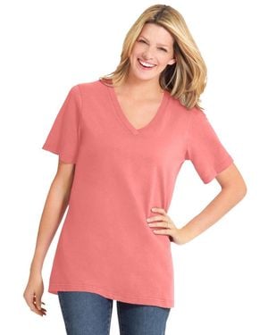 Woman Within Plus Size Perfect Short-sleeve V-neck Tee - Pink