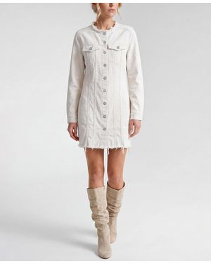 Liverpool Los Angeles Collarless Trucker Denim Dress - White