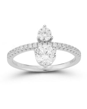 Rachel Zoe 14k Gold Plated Sterling Two Stone Ring - White