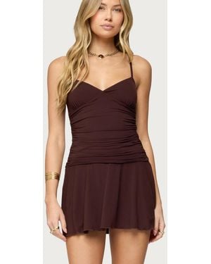 Edikted Deborah Ruched Mini Dress - Purple