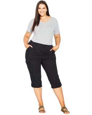 Avenue Plus Size Cotton Roll Up Capri - Blue