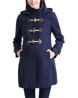 Kimi + Kai Kimi + Kai Maternity Wool-blend Detachable Hood Duffle Coat - Blue
