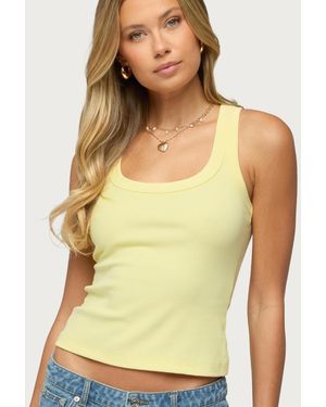 Edikted Harlowe Ribbed Racerback Tank Top - Yellow